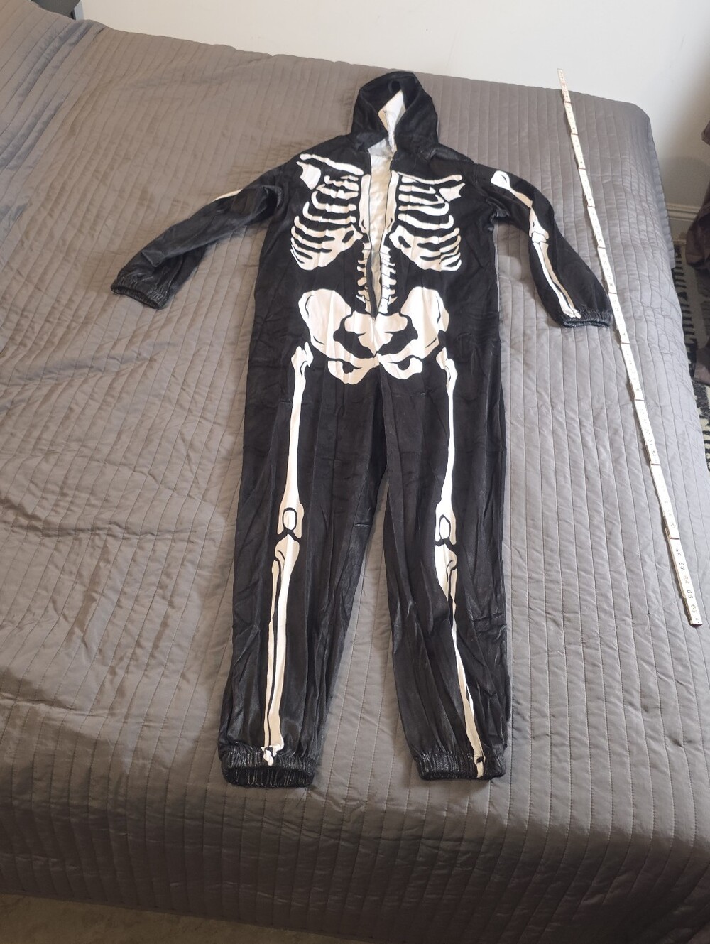 EraSpooky Skele Bones Skeleton Costume Small Jumpsuit Halloween AS IS Repair